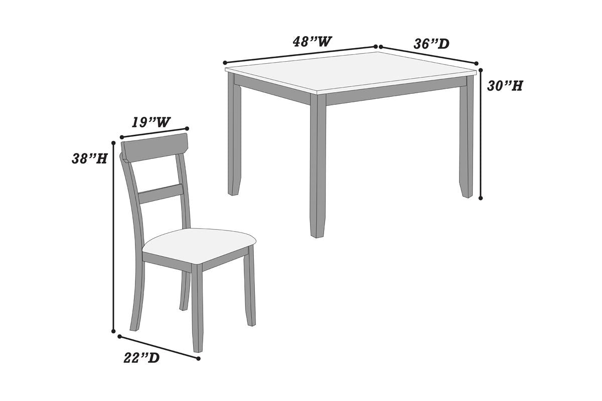 Gray Rectangular Dining Table with 5 Chairs