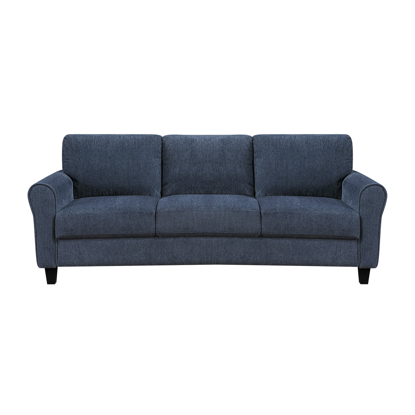Contemporary 3-Seater Sofa Plush Foam Padded Blue Chenille Upholstered Pochet Coils Living Room Furniture 1pc