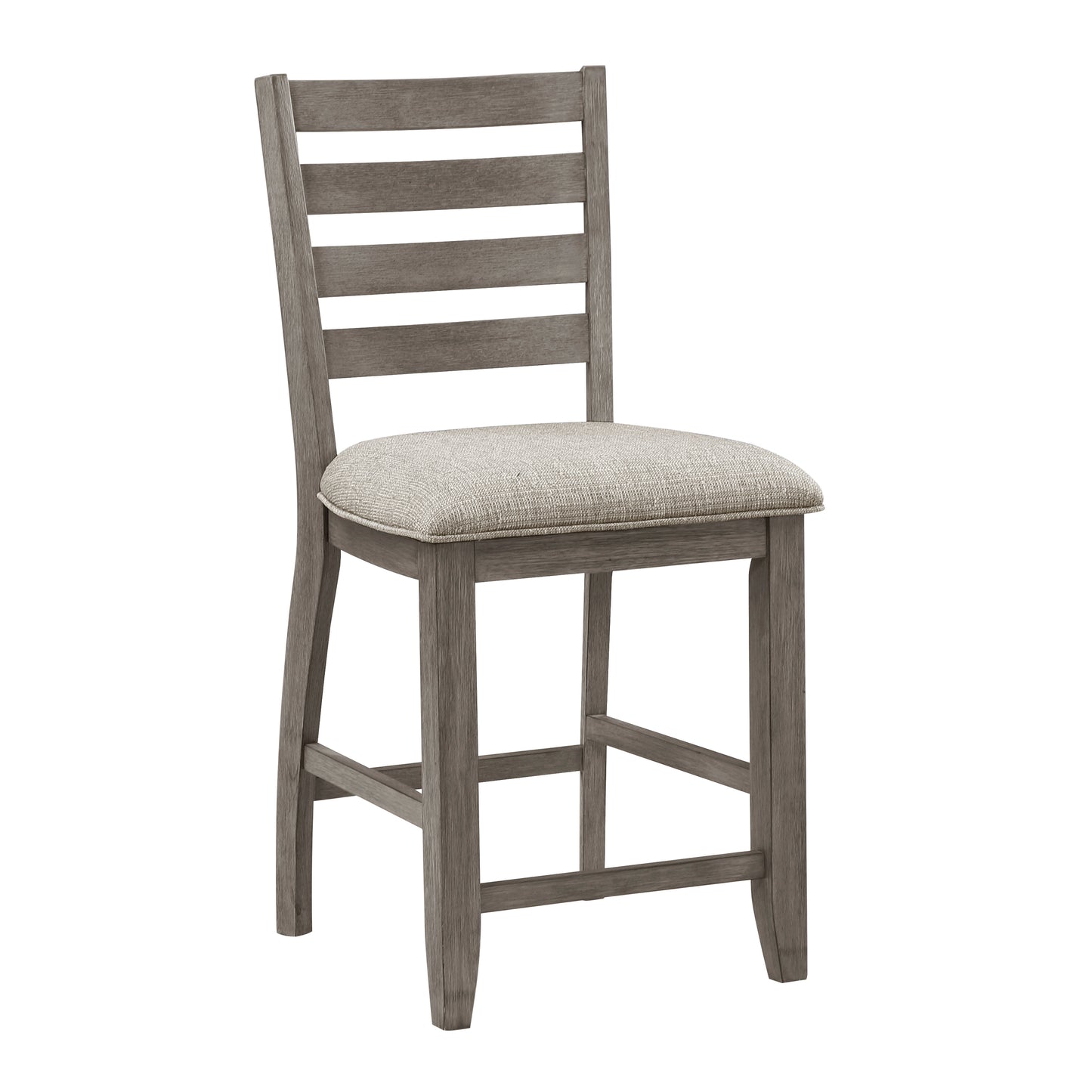 Gray Finish Counter Height Chairs 2pc Set Traditional Beige Fabric Upholstery Kitchen Dining Furniture