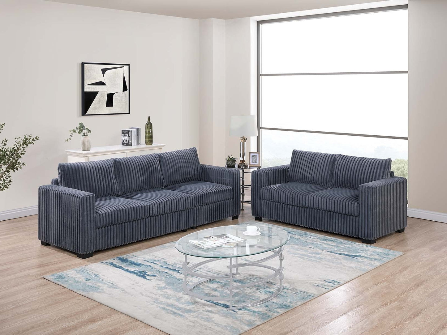 Dark Gray Corduroy Sofa - Modern Comfort & Style