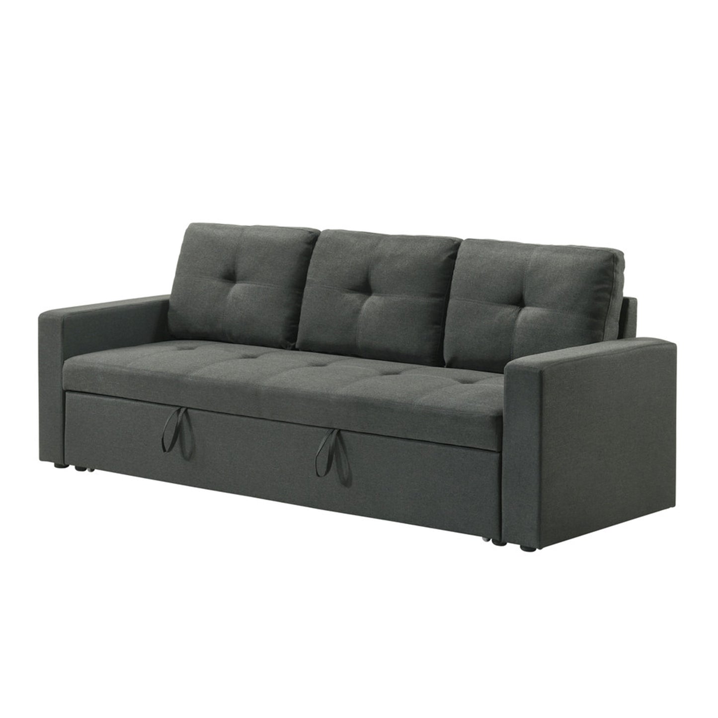 Fabric Upholstered Sleeper Sofa with Tufted Cushions, Dark Gray