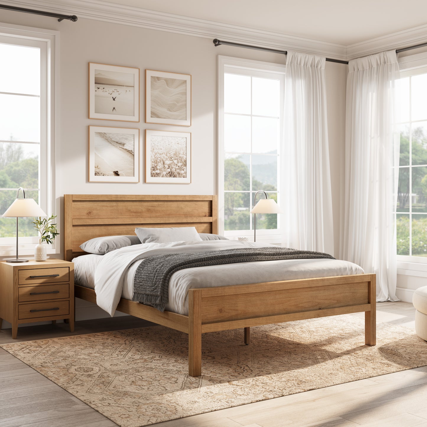 Maddox Modern Wood Queen Panel Bed