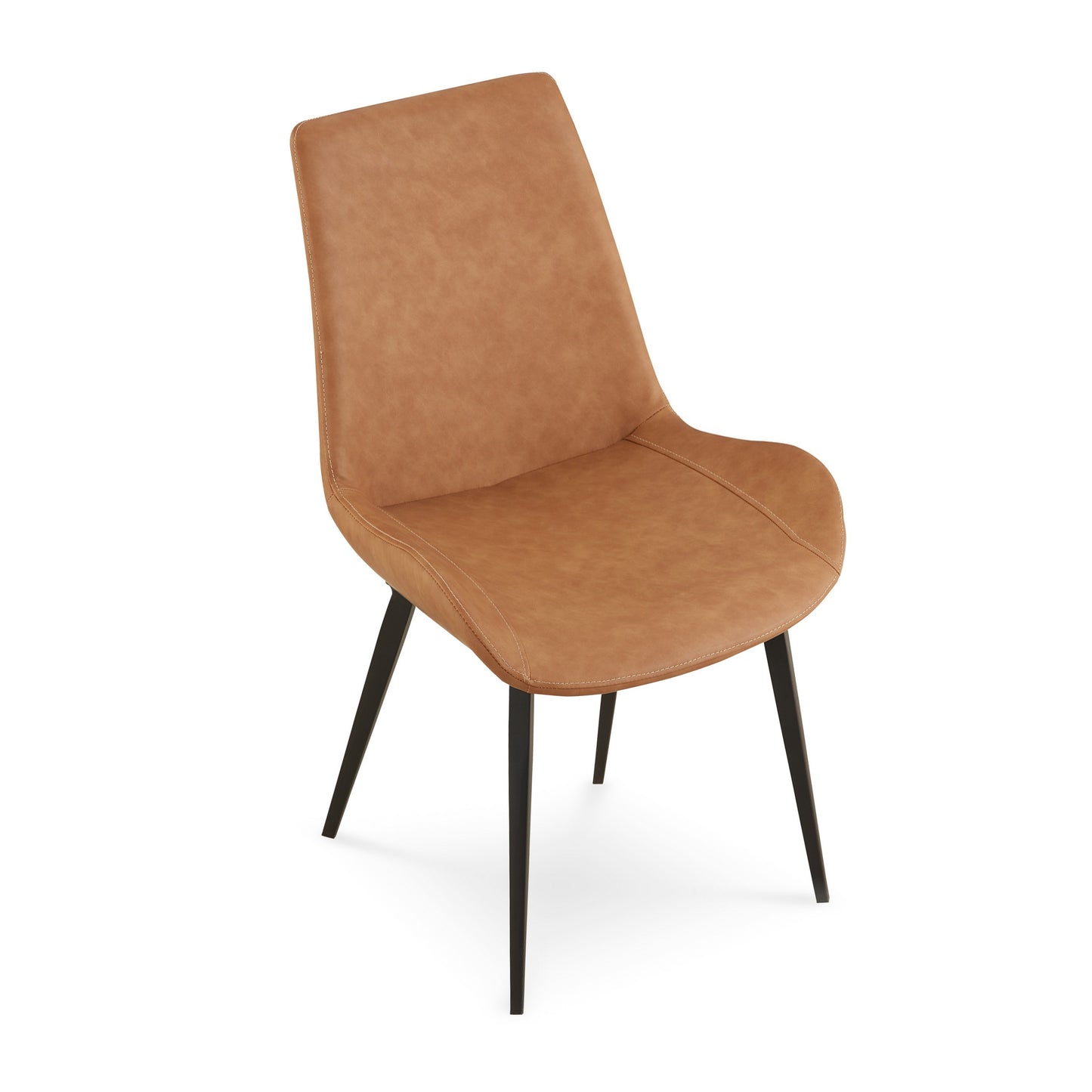 Modern Brown Faux Leather Dining Chairs - Set of 2
