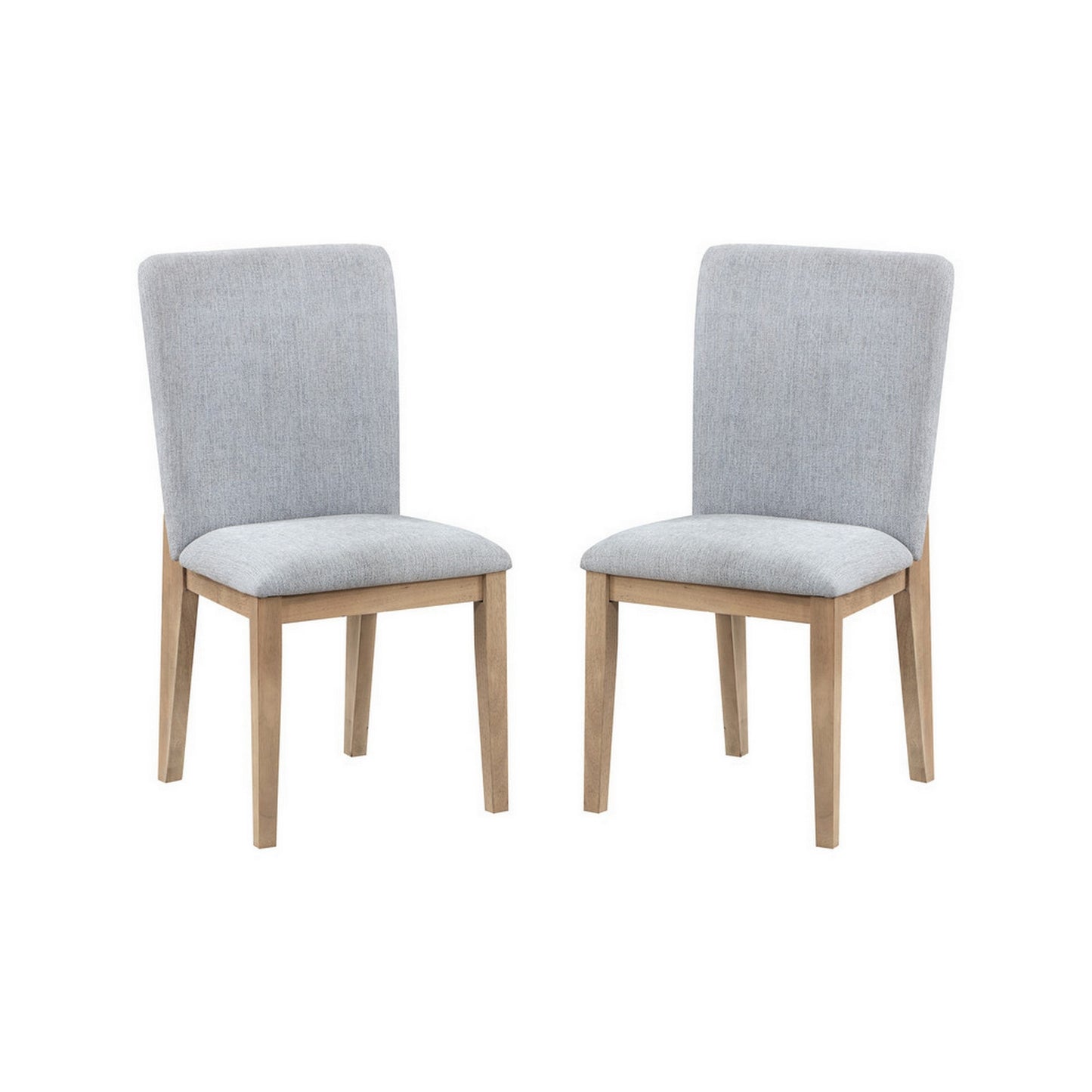 Emi 25 Inch Dining Chair Set of 2, Cushioned Seat, Gray Linen Upholstery
