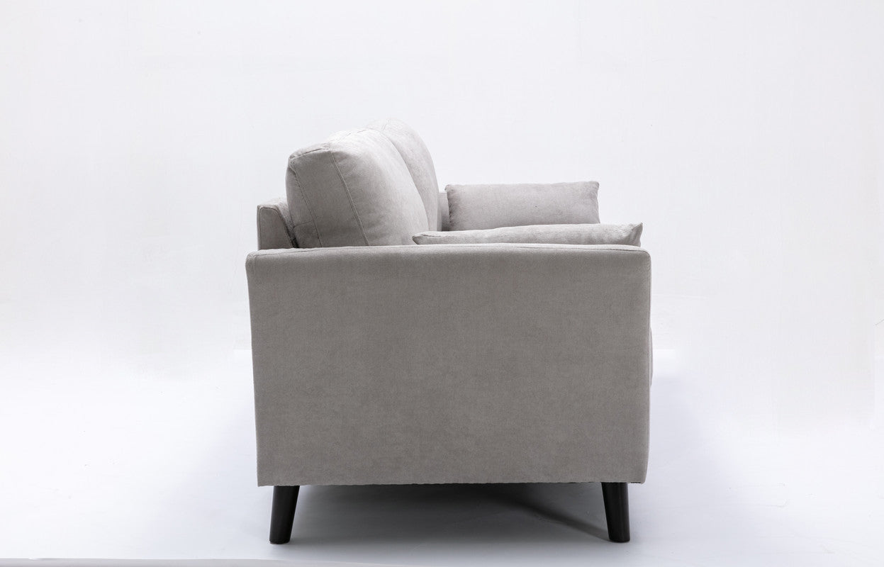 Light Gray 3 Seat Velvet Sofa - 64" Wide