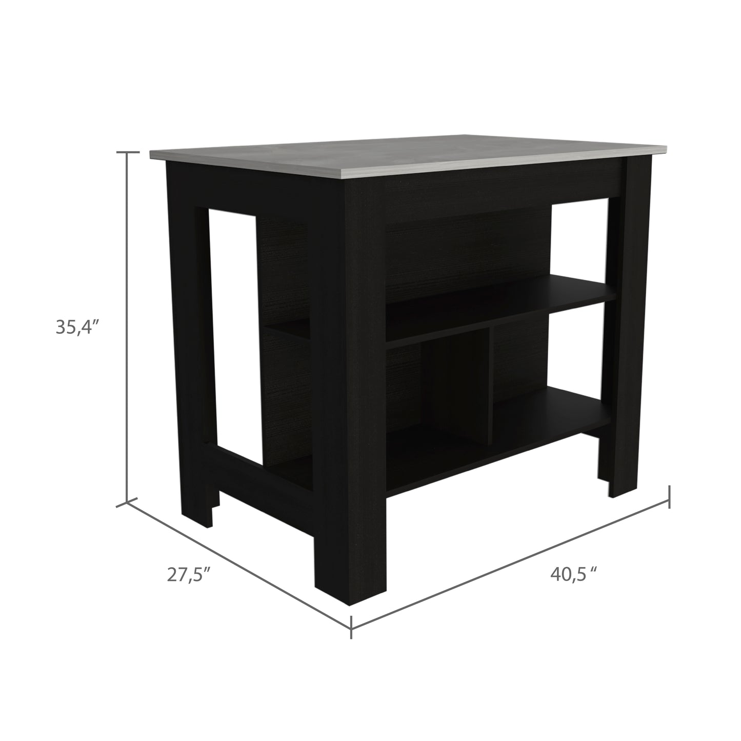 Wenge Particle Board Kitchen Island with Ample Storage and Dining Space