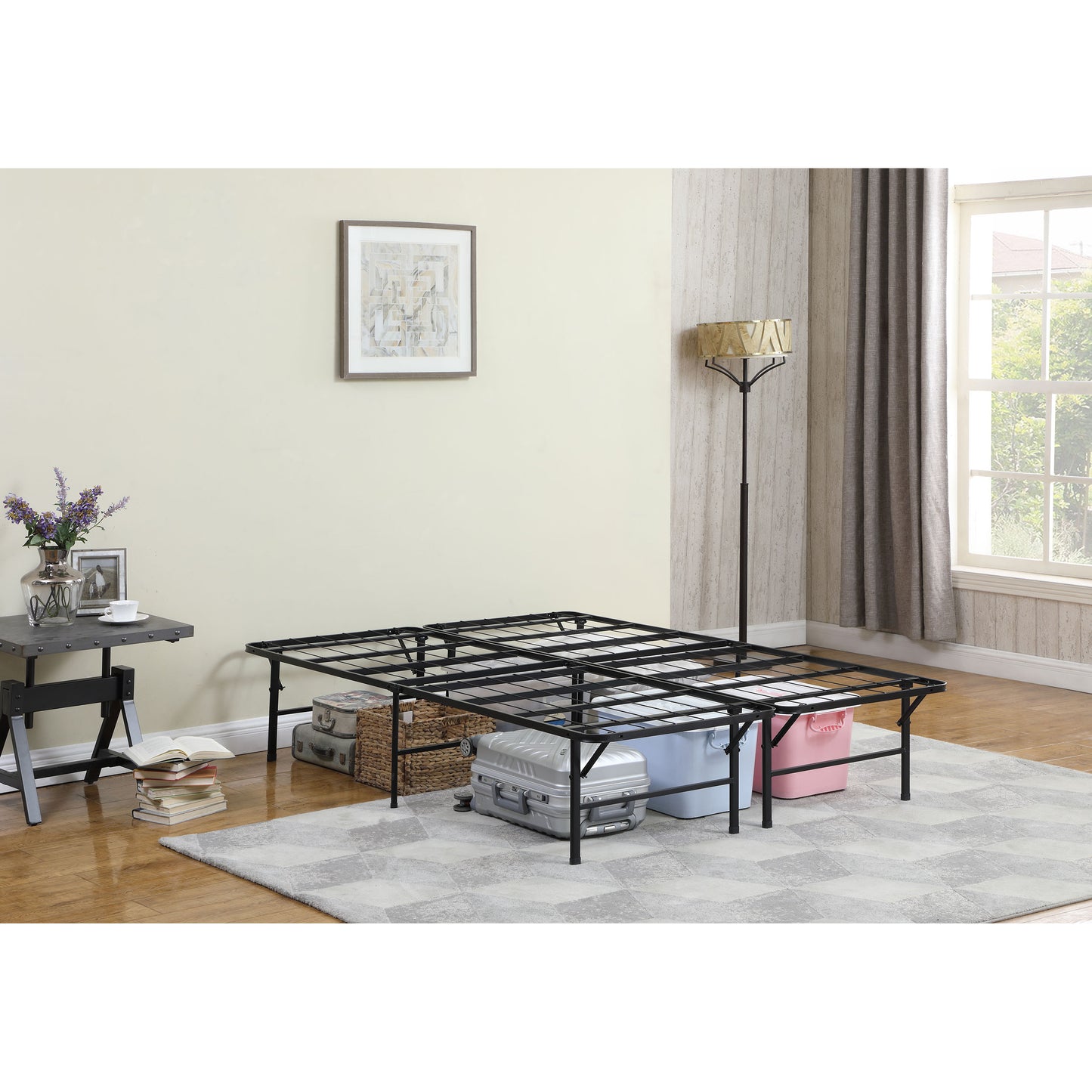 Andell Black Metal Eastern King Mattress Support Platform Bed