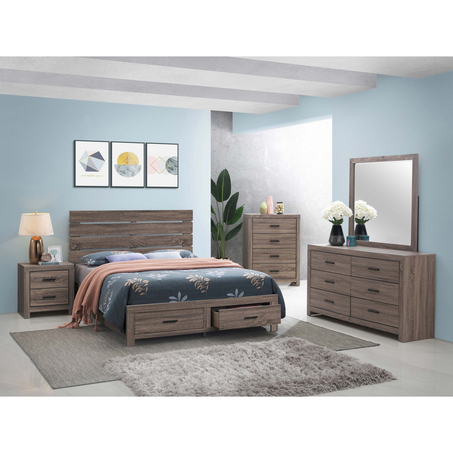 King Size Oak Barrel Panel Bed Frame
