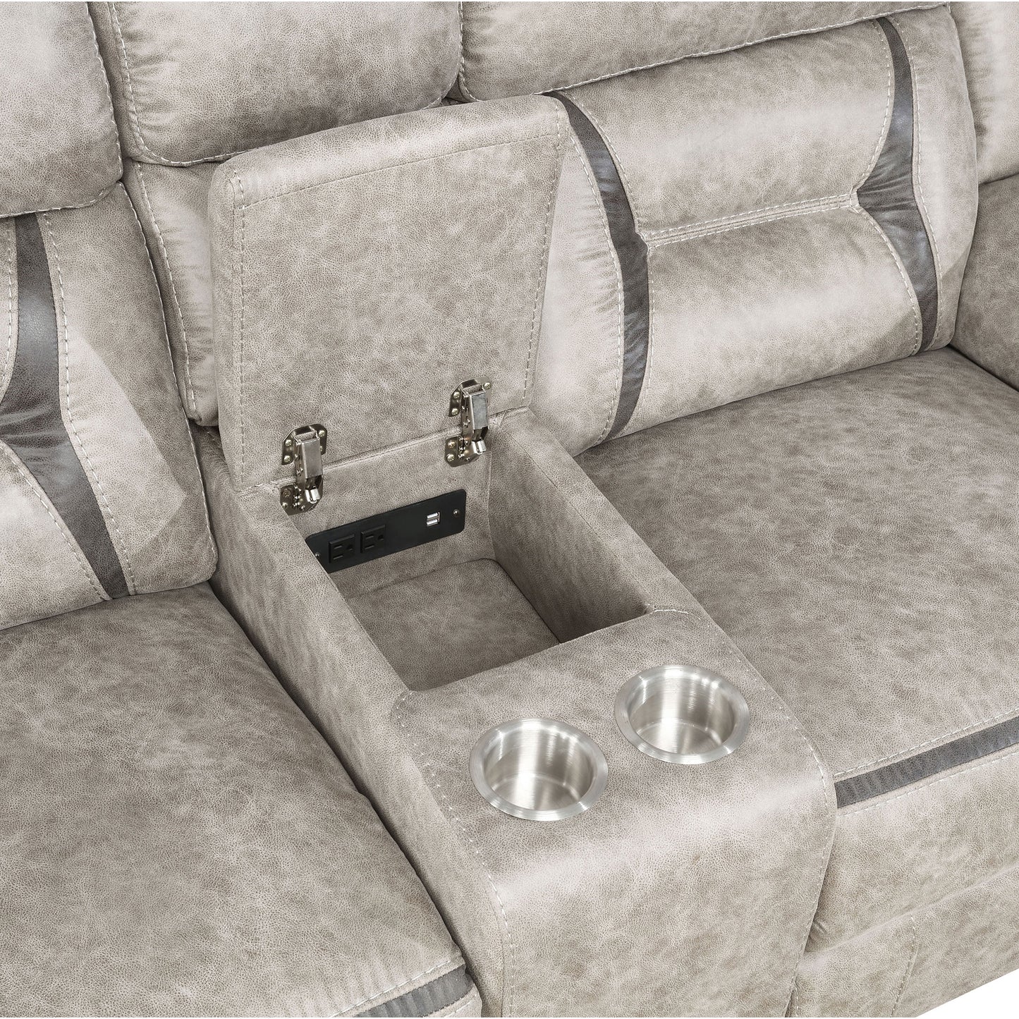 Taupe Motion Sofa - 5 Seat Comfortable Living Room Set
