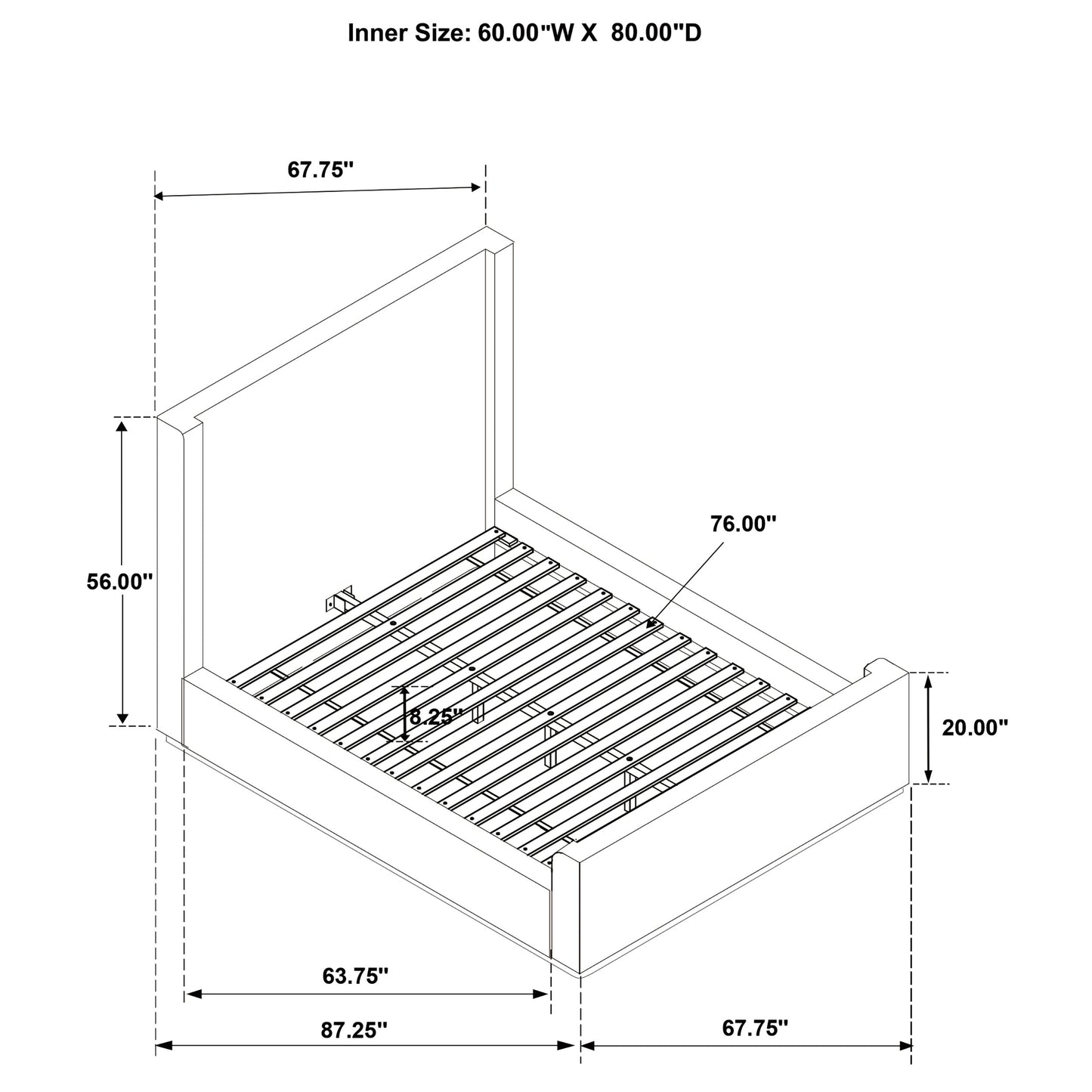 Cream Queen Sleigh Bed Frame - 88" Platform for Bedroom