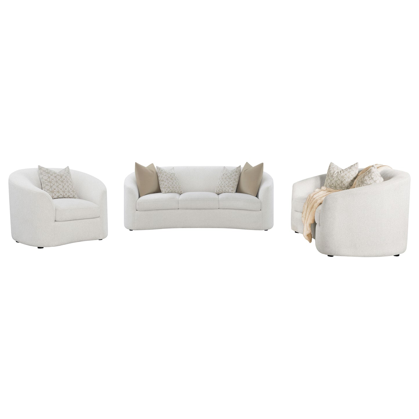 Rory Latte 3-piece Sloped Arms Living Room Set