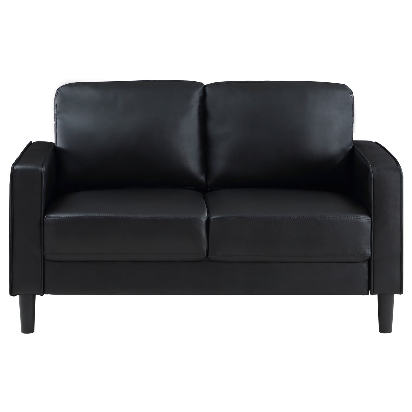 Black Upholstered Sofa Set - 2 Piece Track Arm Sofa for Living Room