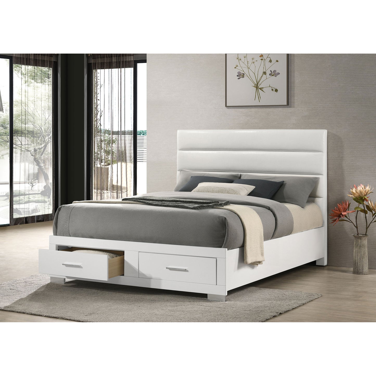 Dulcey White High Gloss Eastern King Storage Bed