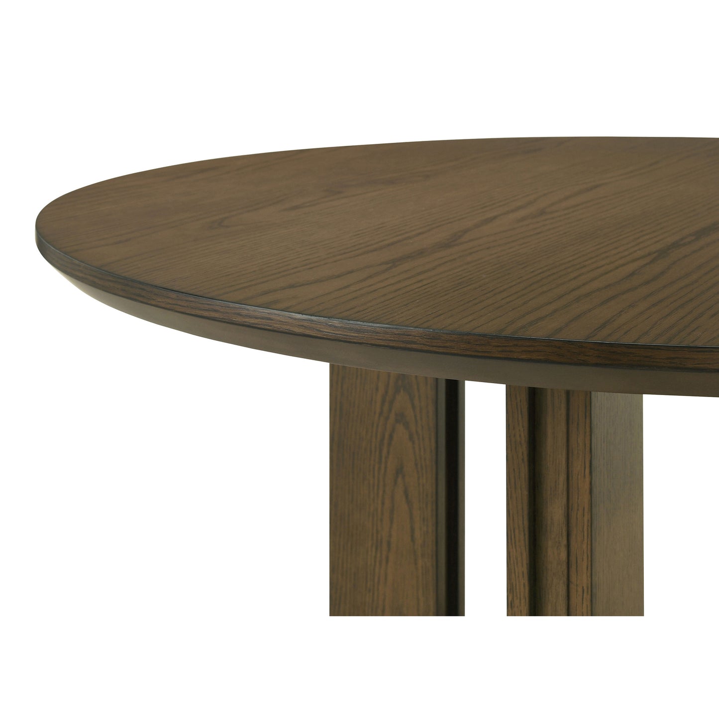 Round Brown Dining Room Set with Open Shelf Storage