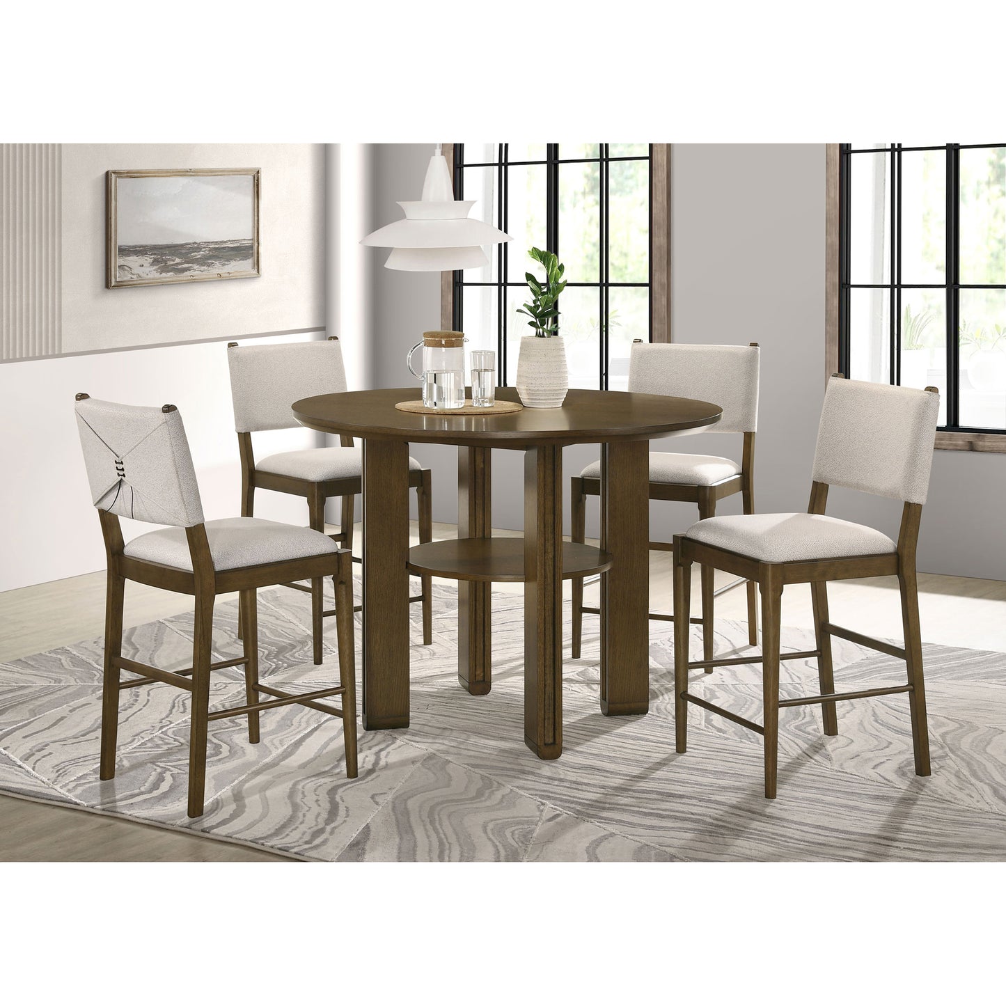 Crispin Brown 5-piece Round Counter Height Dining Room Set