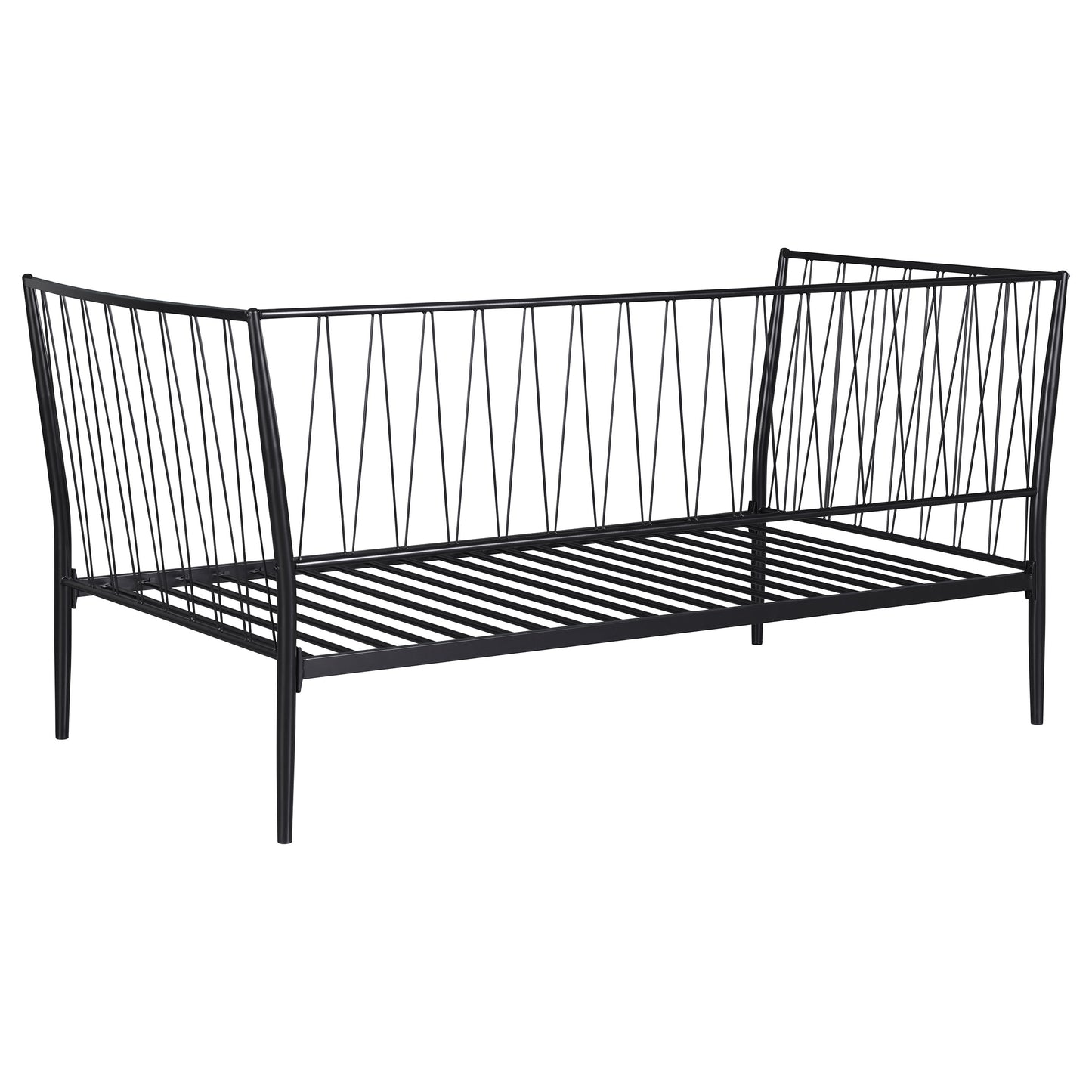 Vertigo Matte Black Metal Twin Daybed - No Box Spring Needed for Bedroom