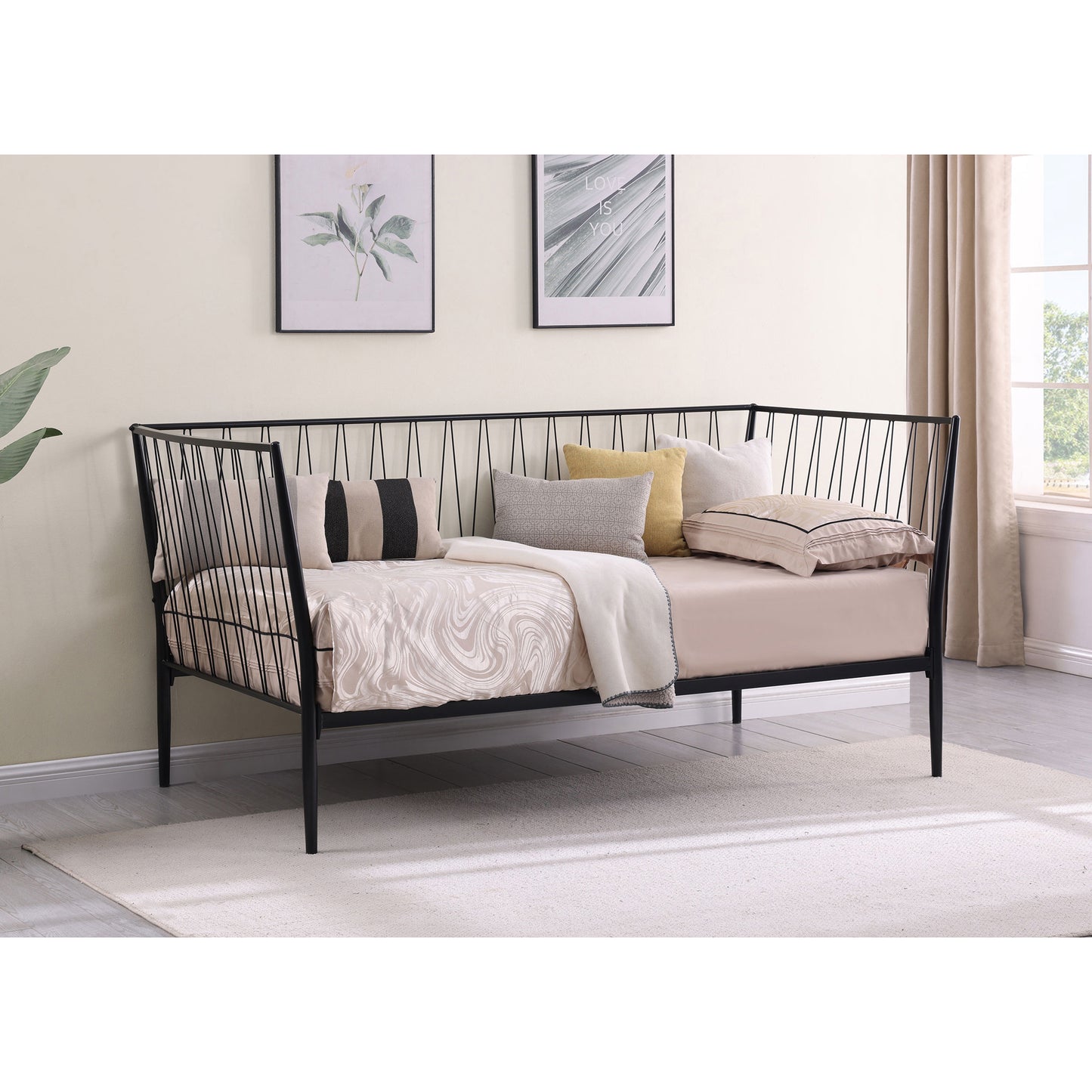 Vertigo Matte Black Metal Twin Daybed Bed Frame