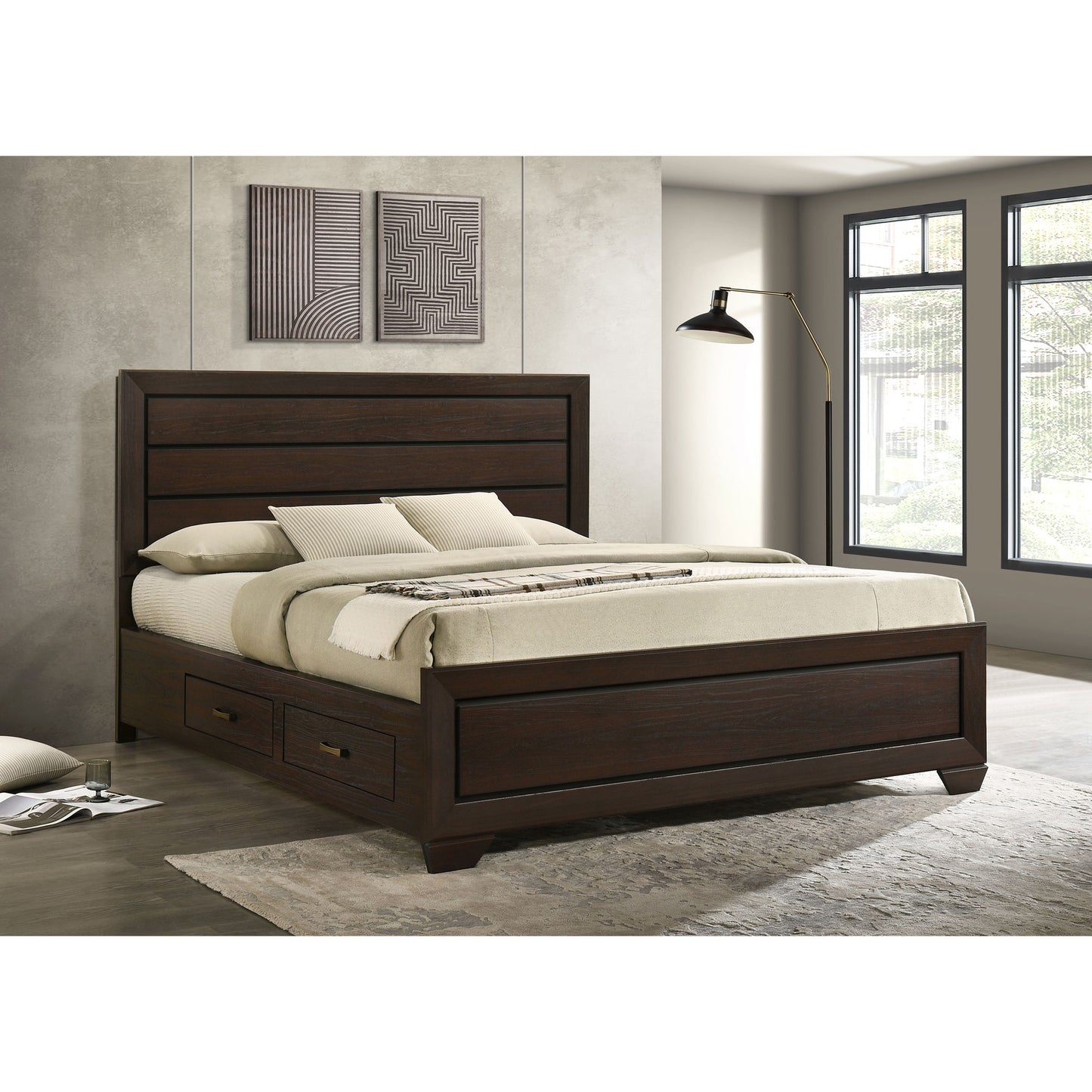 Kauffman Wood Queen Storage Panel Bed Dark Cocoa