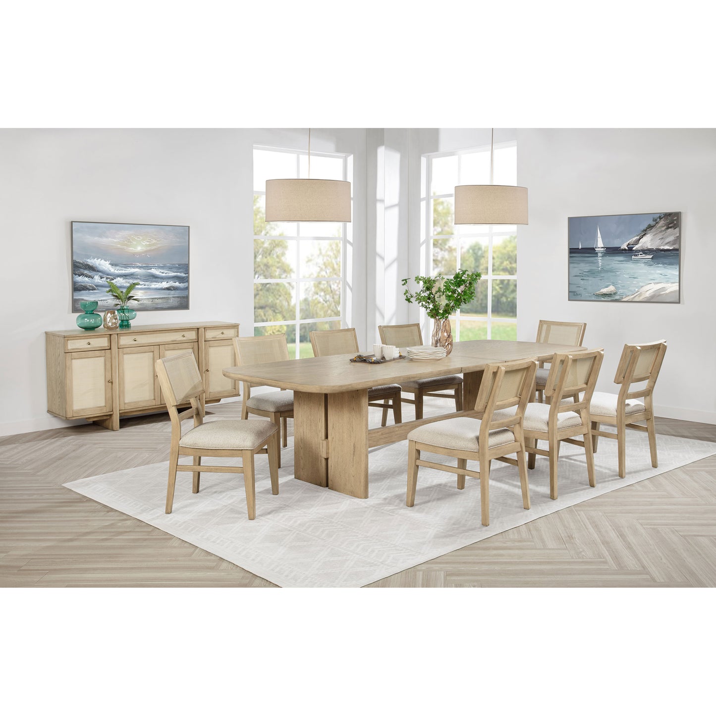 Kimpton Beige Oak 10-piece Wood Dining Set with Sideboard