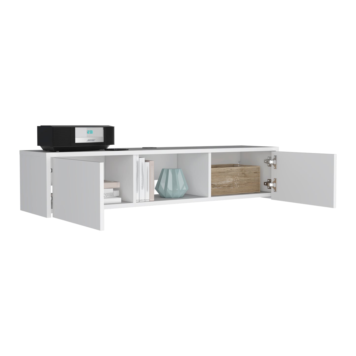 White Engineered Wood TV Stand - 50-59 Inch TV for Living Room
