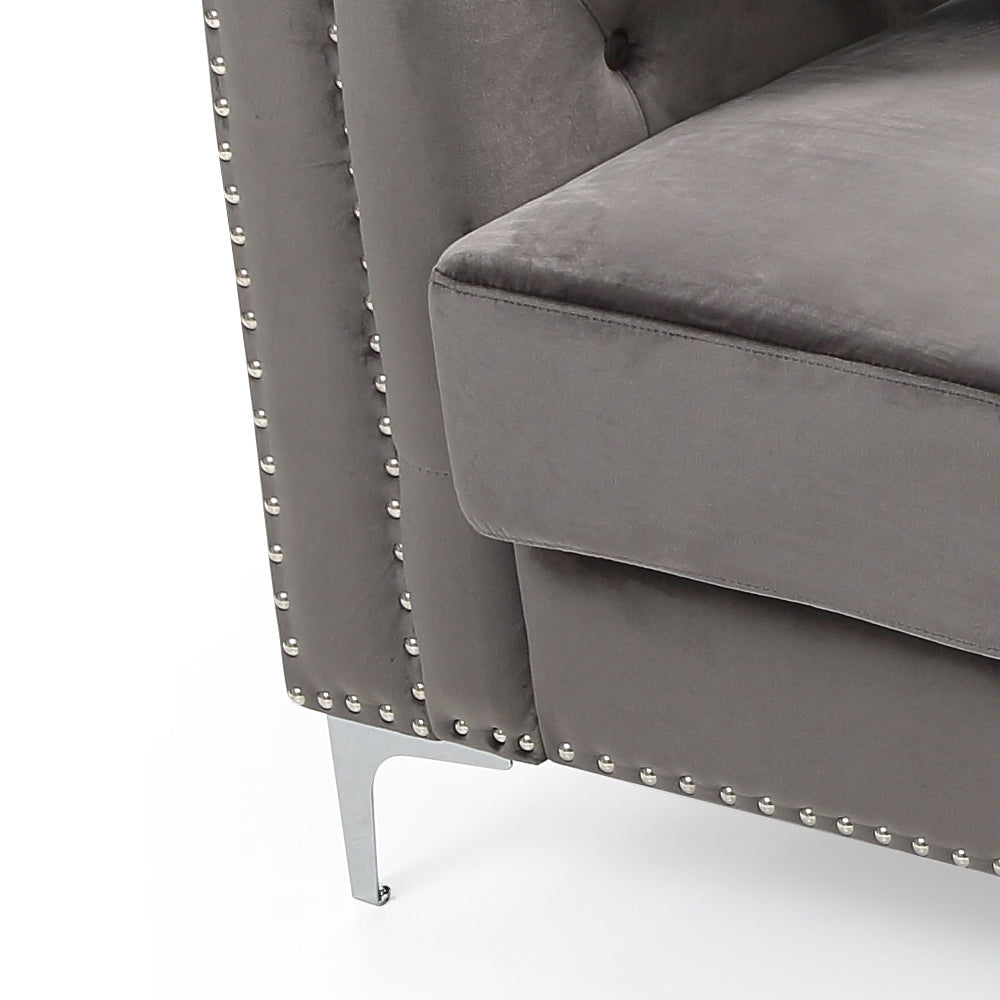 Dark Gray Velvet 2 Seat Sofa for Living Room Comfort