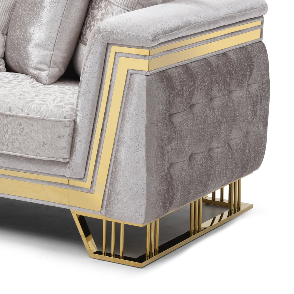 Silver Upholstered 3 Seat Sofa - 92" Wide