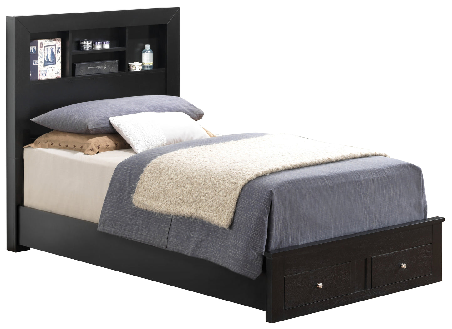 Sleek Dual-Purpose Black Storage Bed
