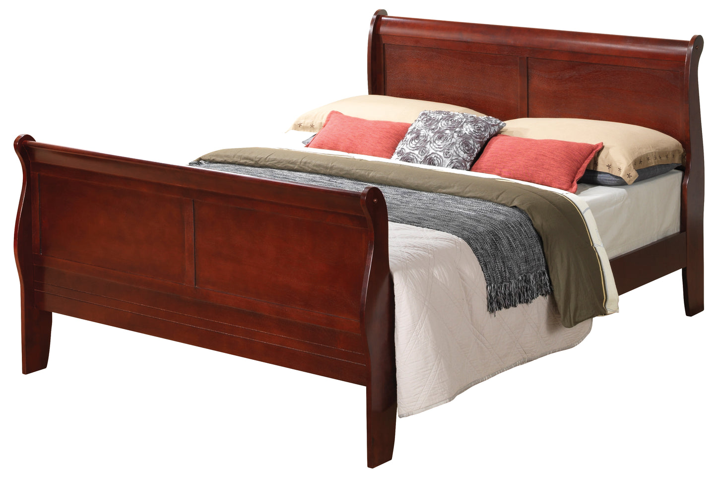 Charming Traditional King Bed In Cherry Finish