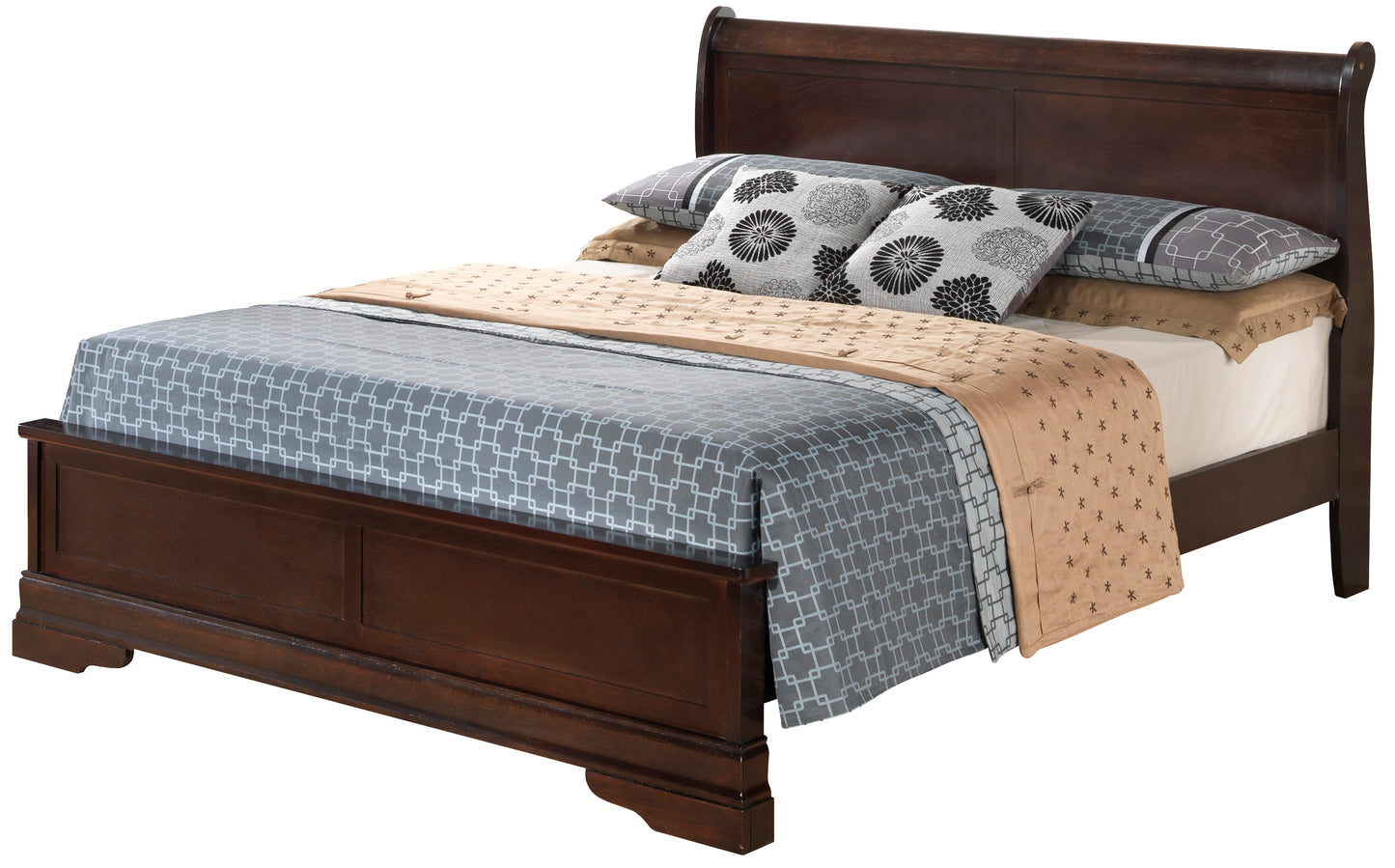 Elegant Traditional Queen Bed In Cappuccino