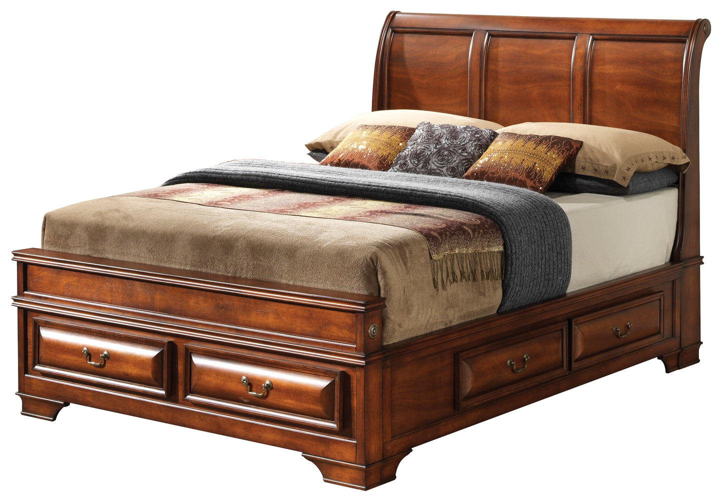 Elegant Oak Full Storage Bed With Style