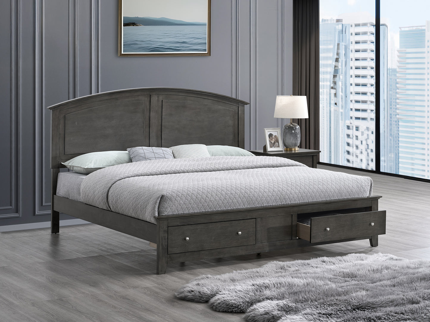 Hammond G5405B-QSB Queen Bed (Mattress Not Included), Gray