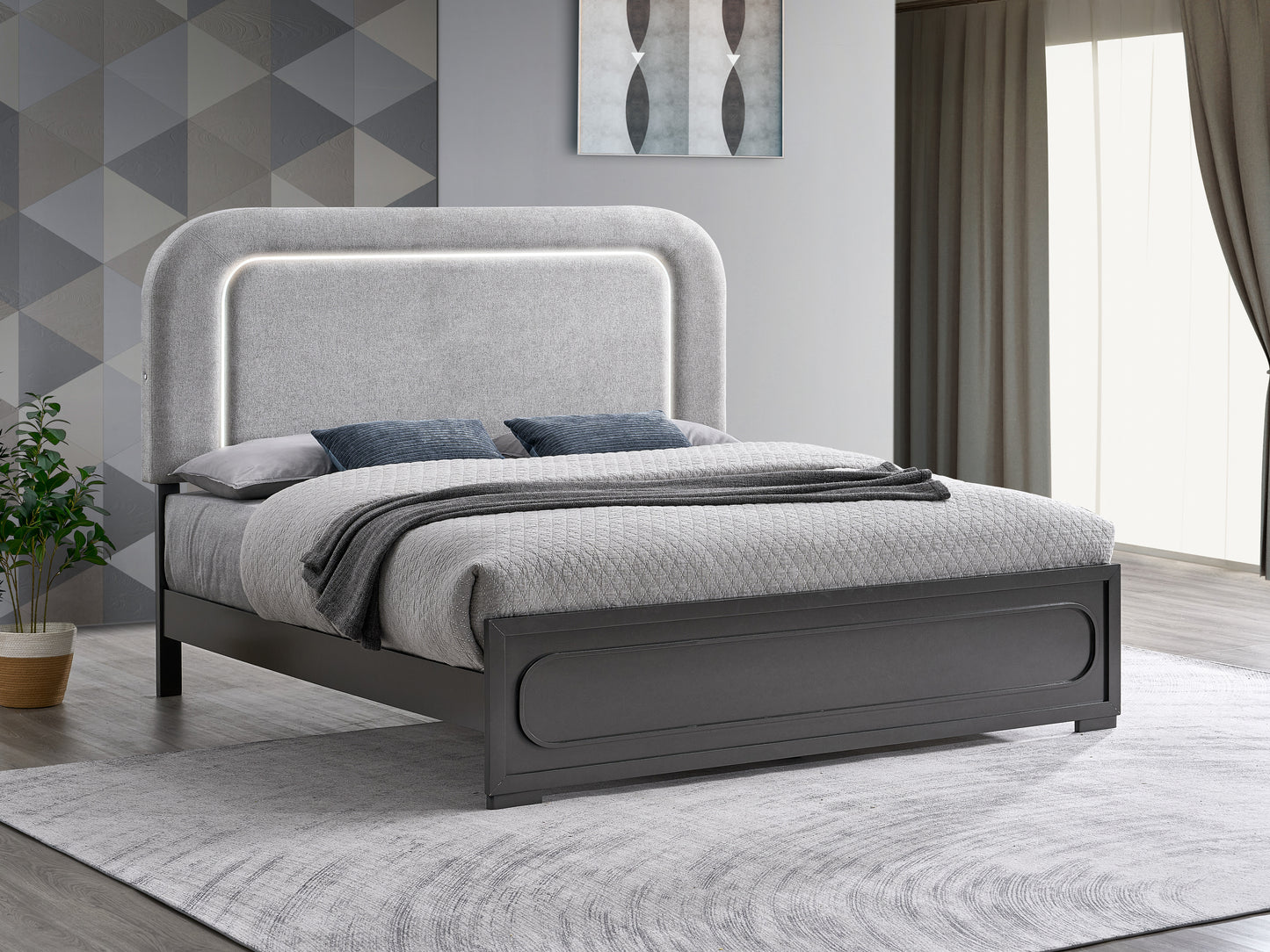 Wave G08500A-QB Queen Bed (Mattress Not Included), Wenge