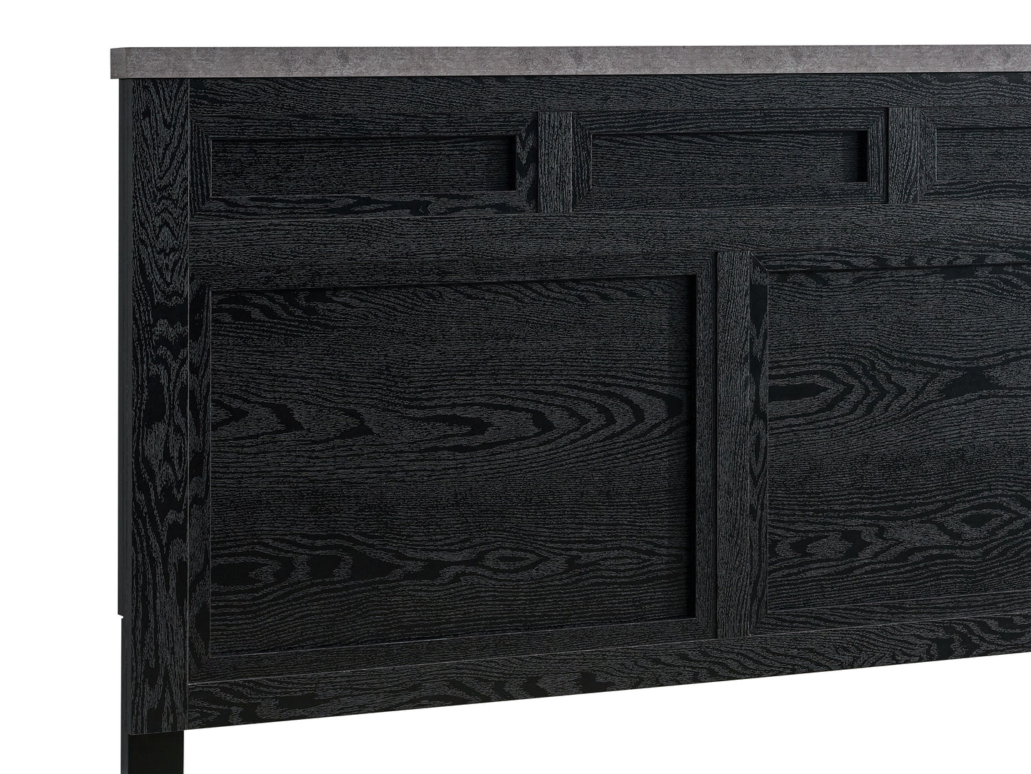 Black Wood Queen Bed with Storage Headboard