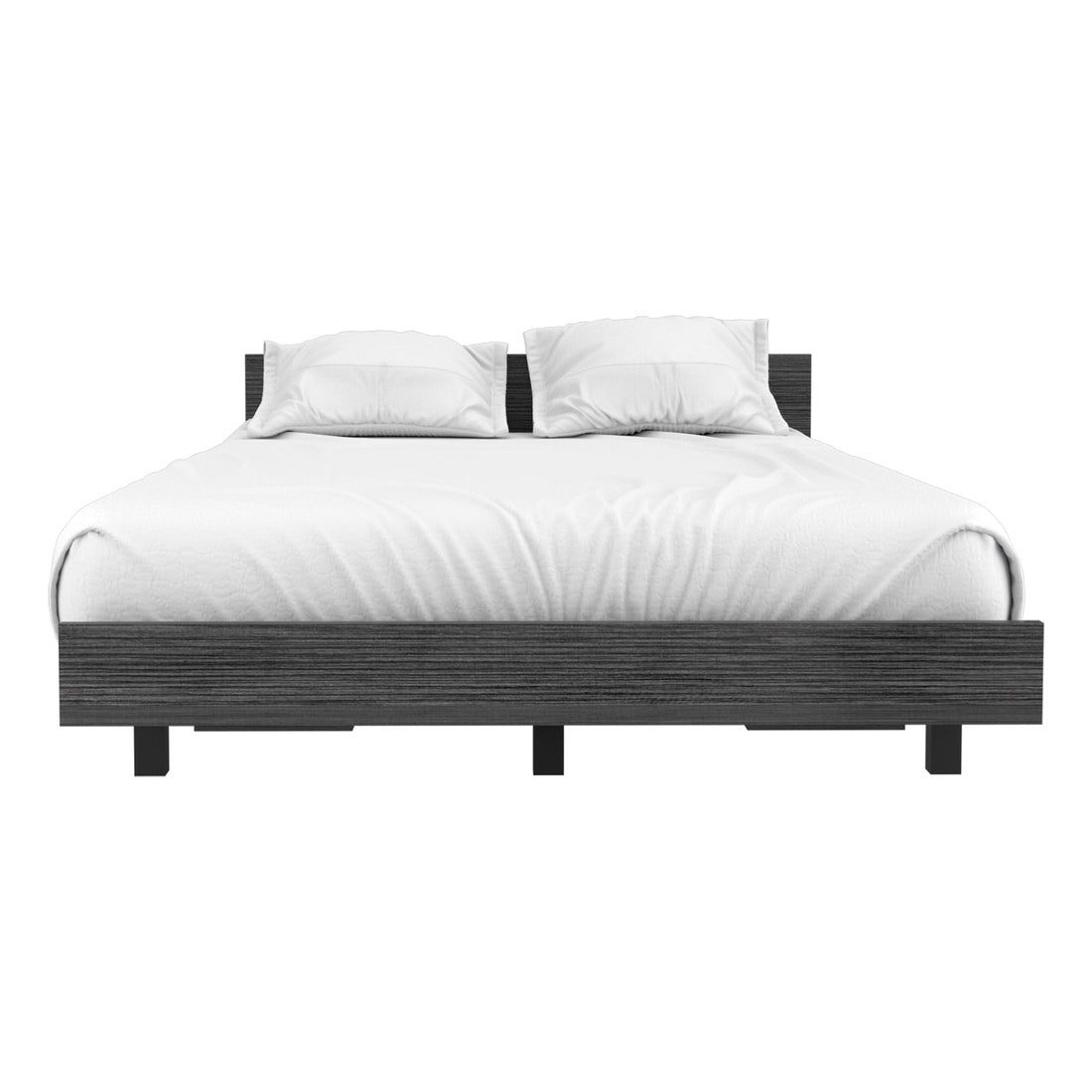 Gray Twin Bed Frame - Engineered Wood Base for Bedroom