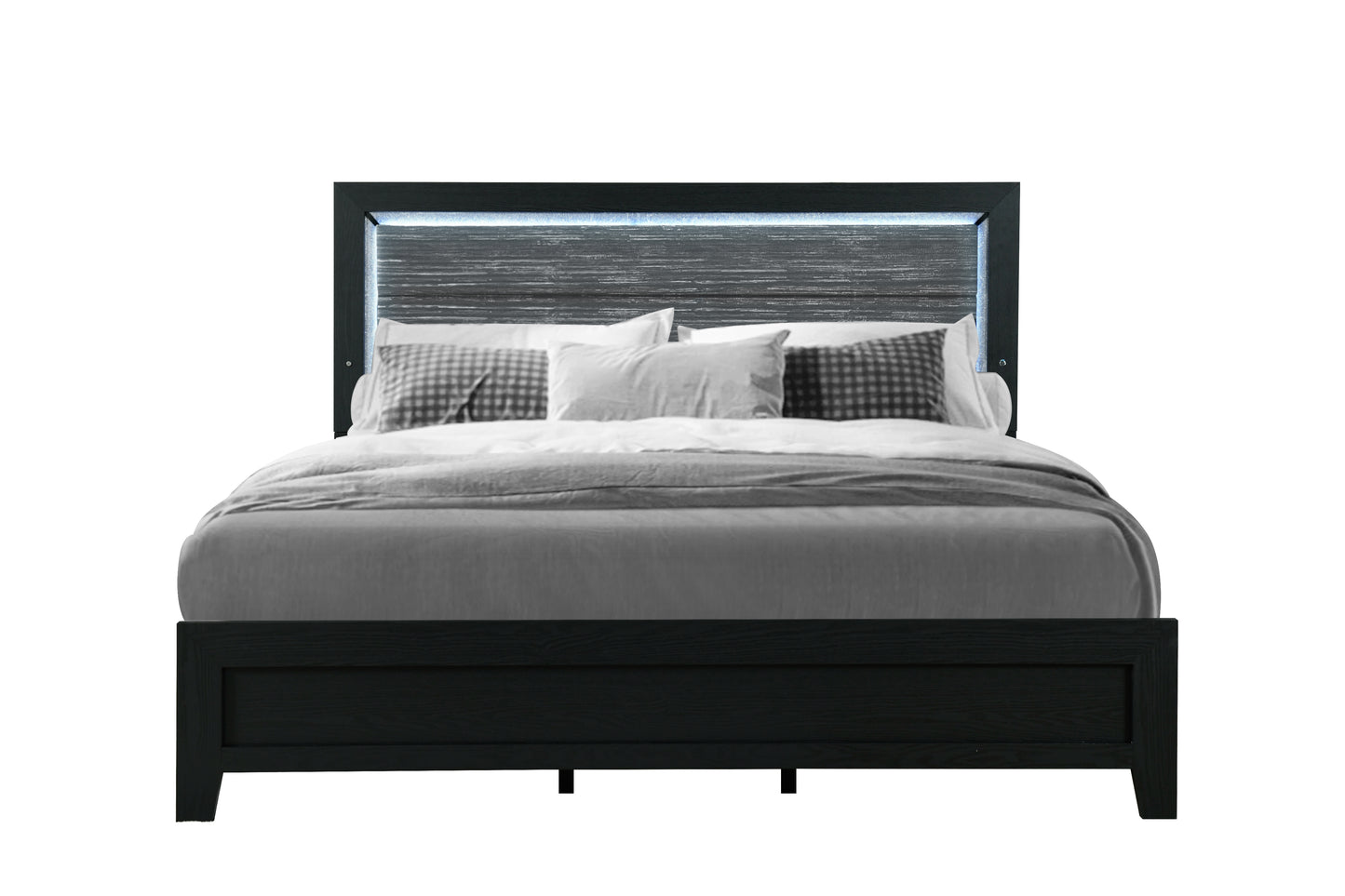 CARLOS BLACK KING BED WITH LED