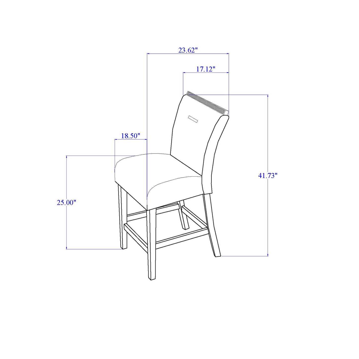 Dark Grey Rubberwood Dining Set with Upholstered Chairs for Dining Room