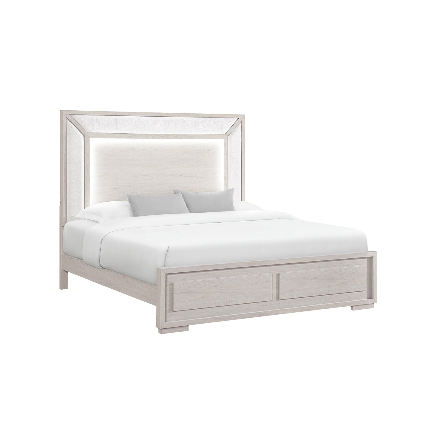 CIARA BEIGE QUEEN BED WITH LED