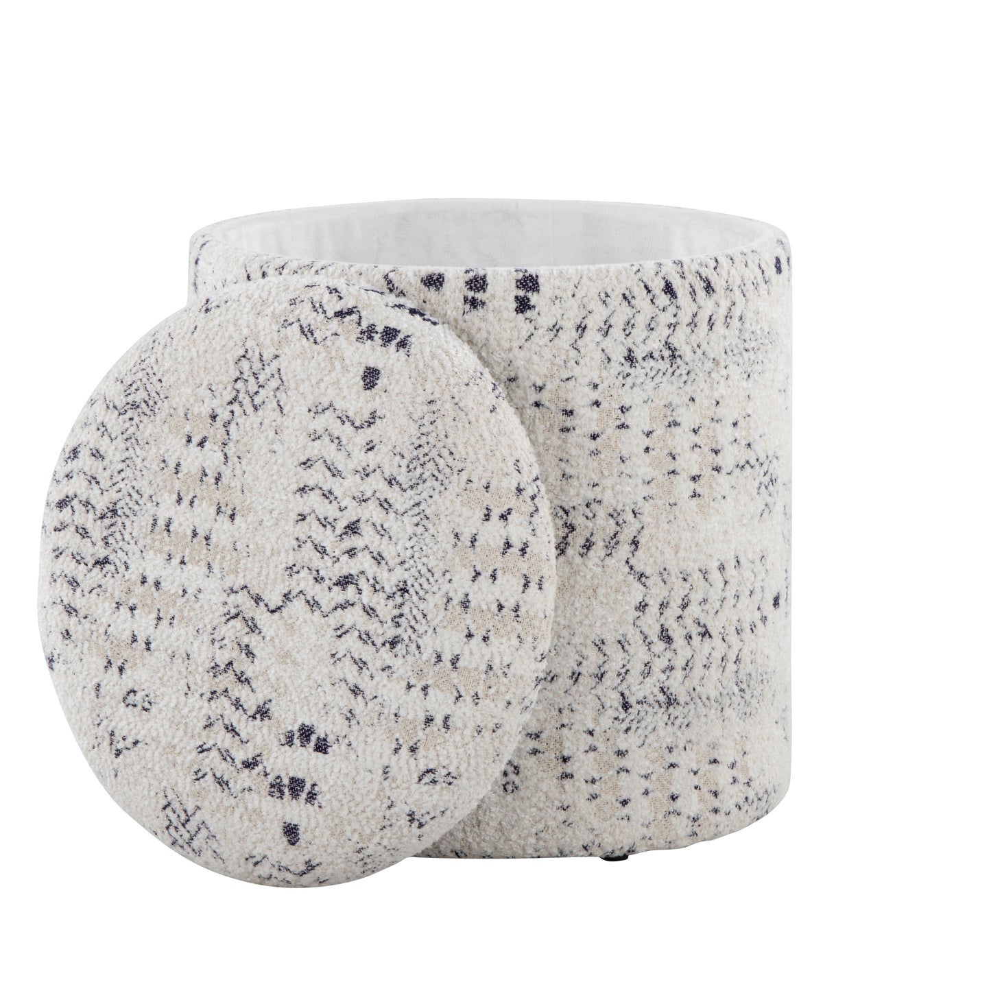 18" Storage Ottoman in Ivory Cotton