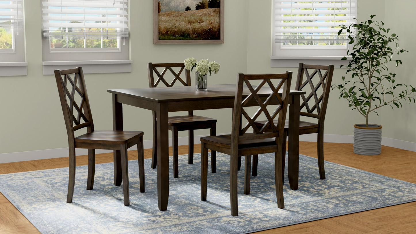 Brown 5 Piece Dining Table Set - Engineered Wood