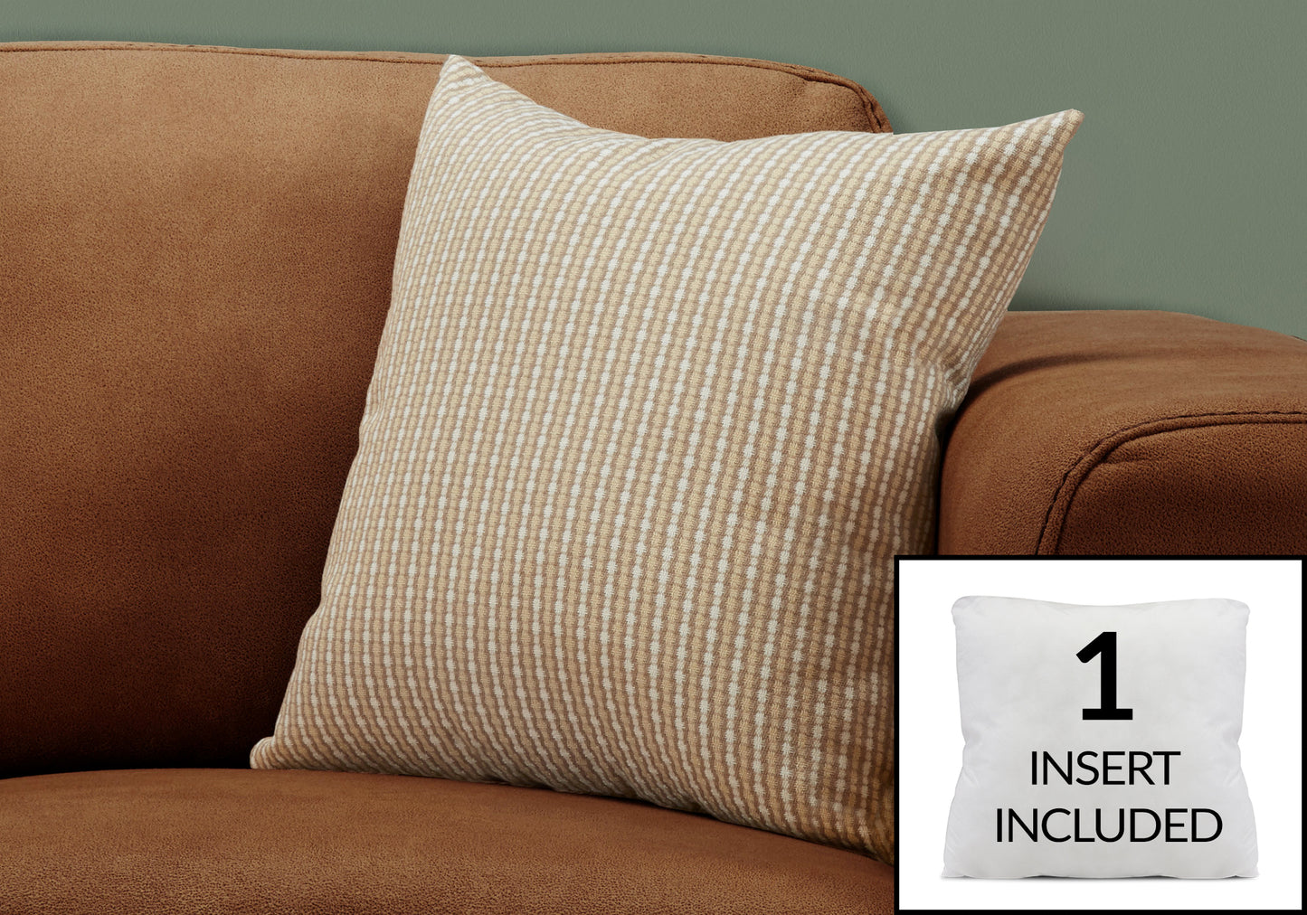 Taupe Decorative Throw Pillow - 18x18 Inches