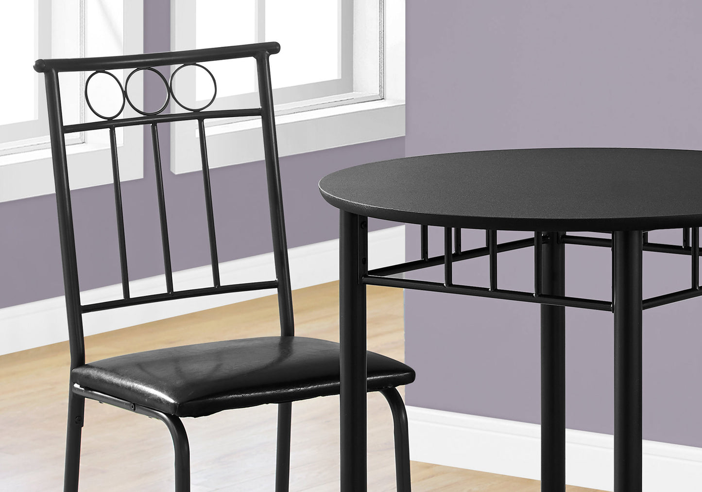 Small Black Bistro Dining Table Set - 3 Piece Kitchen Table for Dining Room