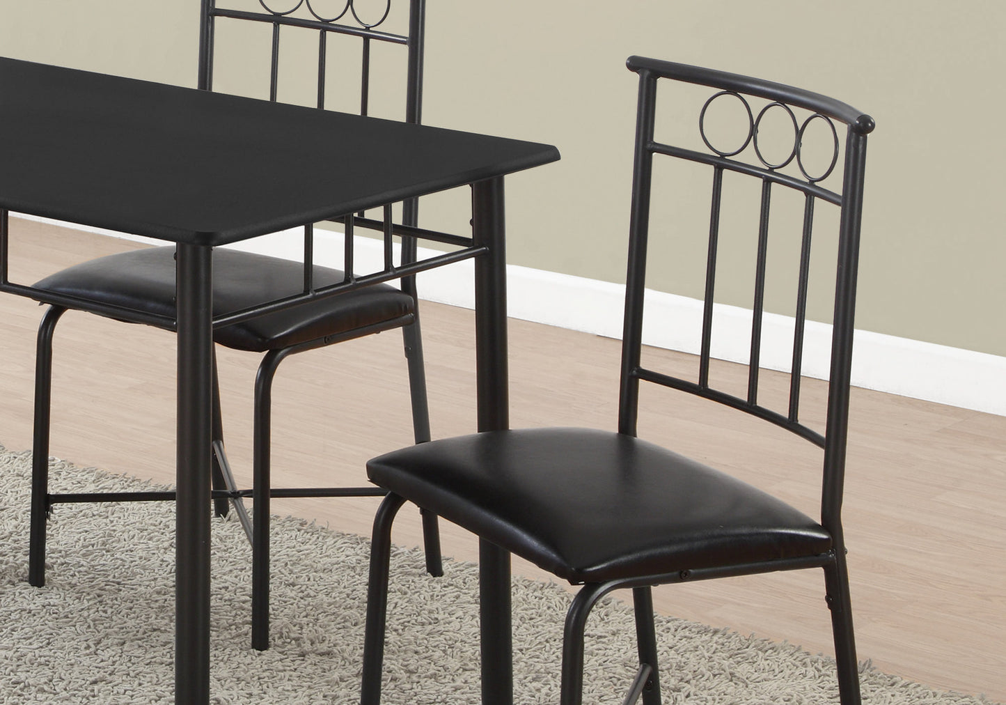 Black Metal Dining Room Set, 5 Piece Table and Chairs