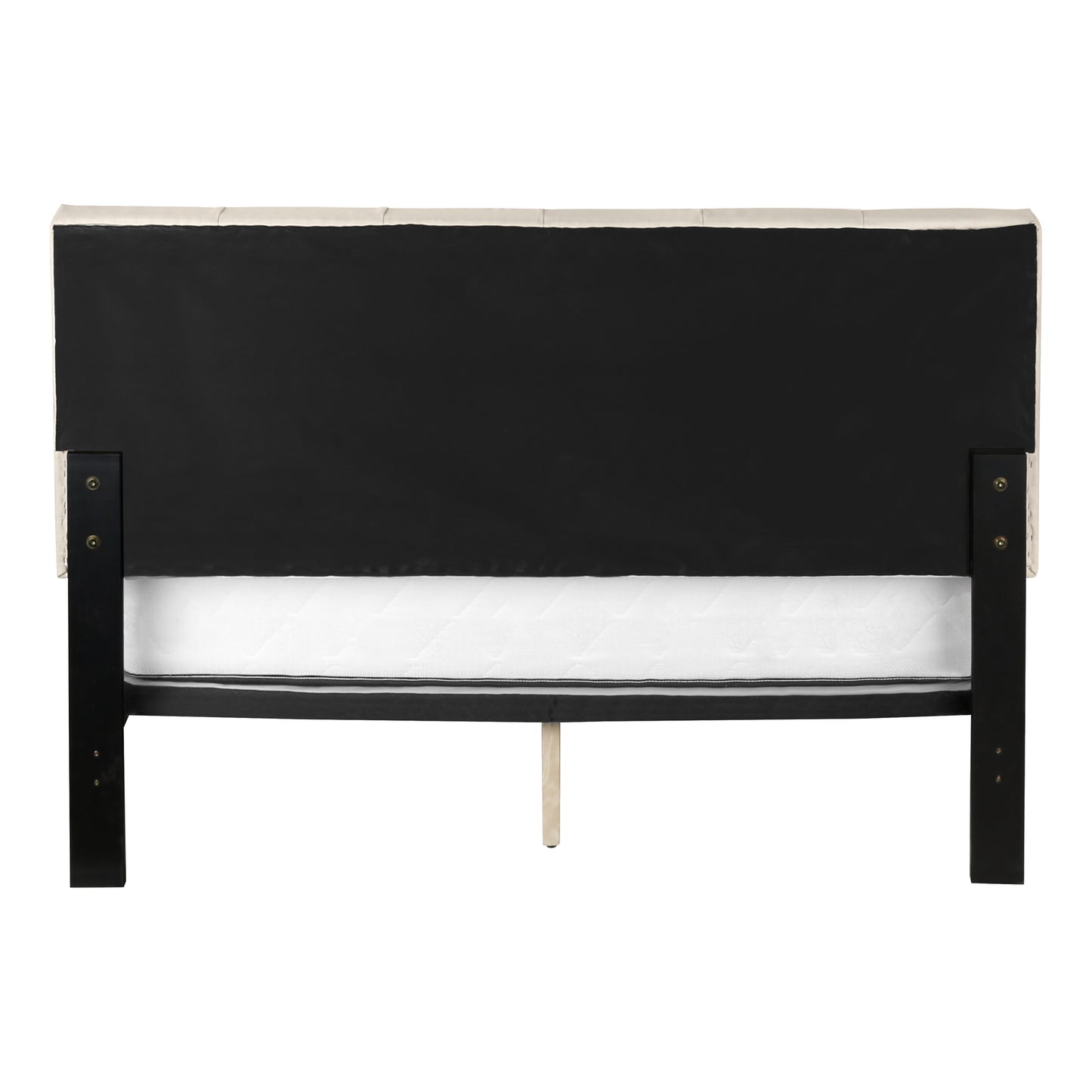 Queen Size Beige Upholstered Bed Frame