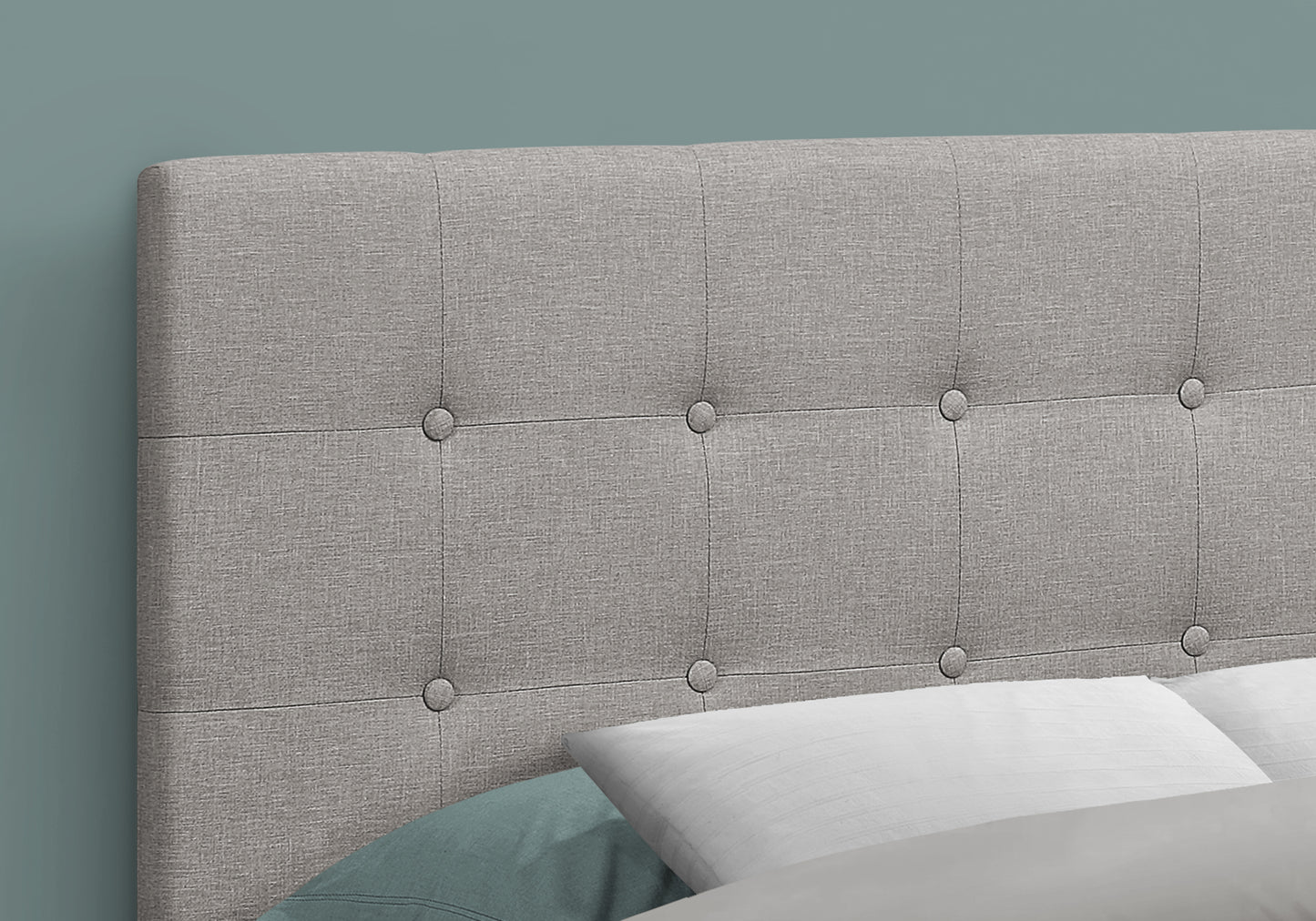 Full Size Grey Upholstered Bed Headboard - Linen Look for Bedroom