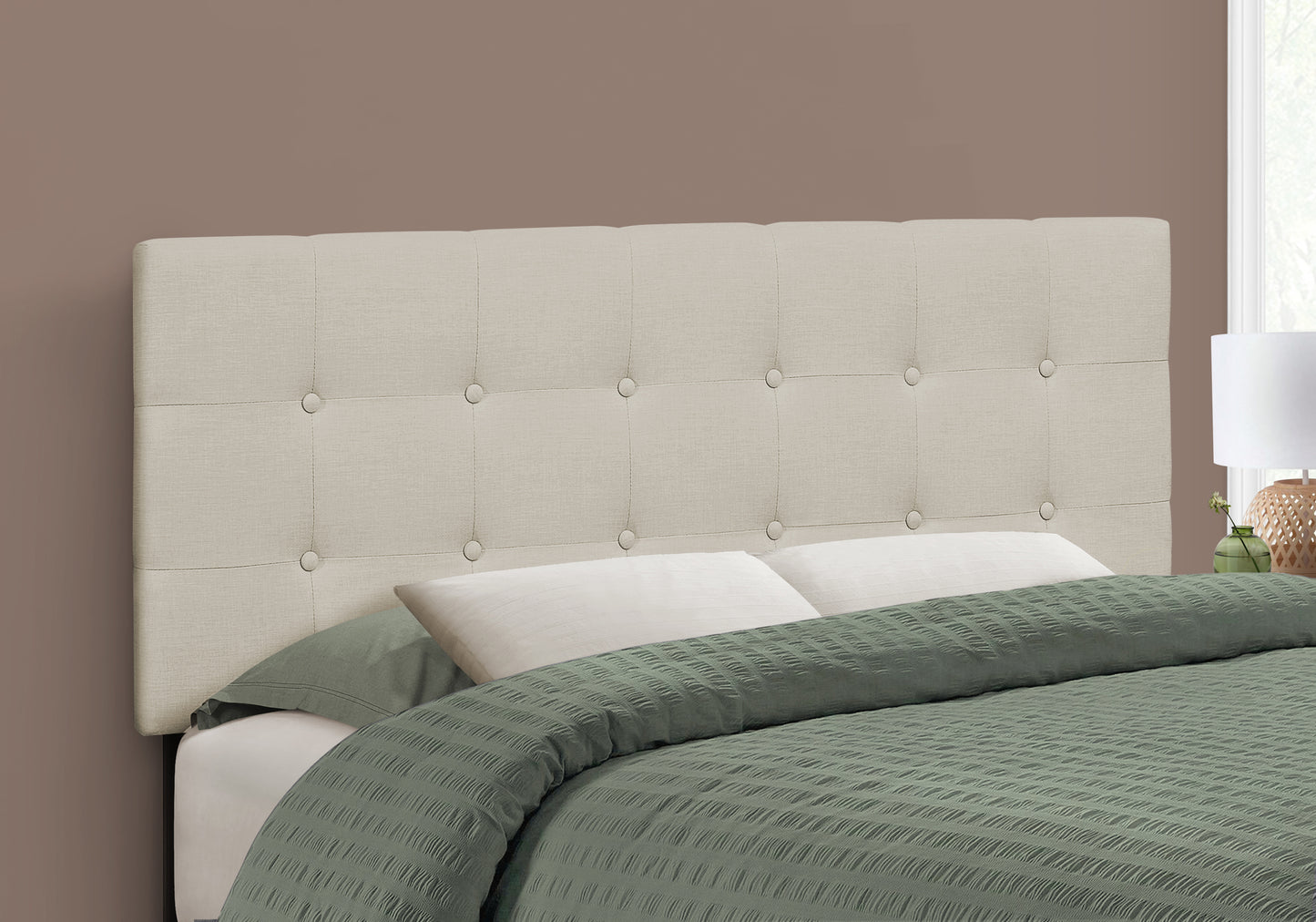 Bed, Headboard Only, Full Size, Bedroom, Upholstered, Beige Linen Look, Transitional