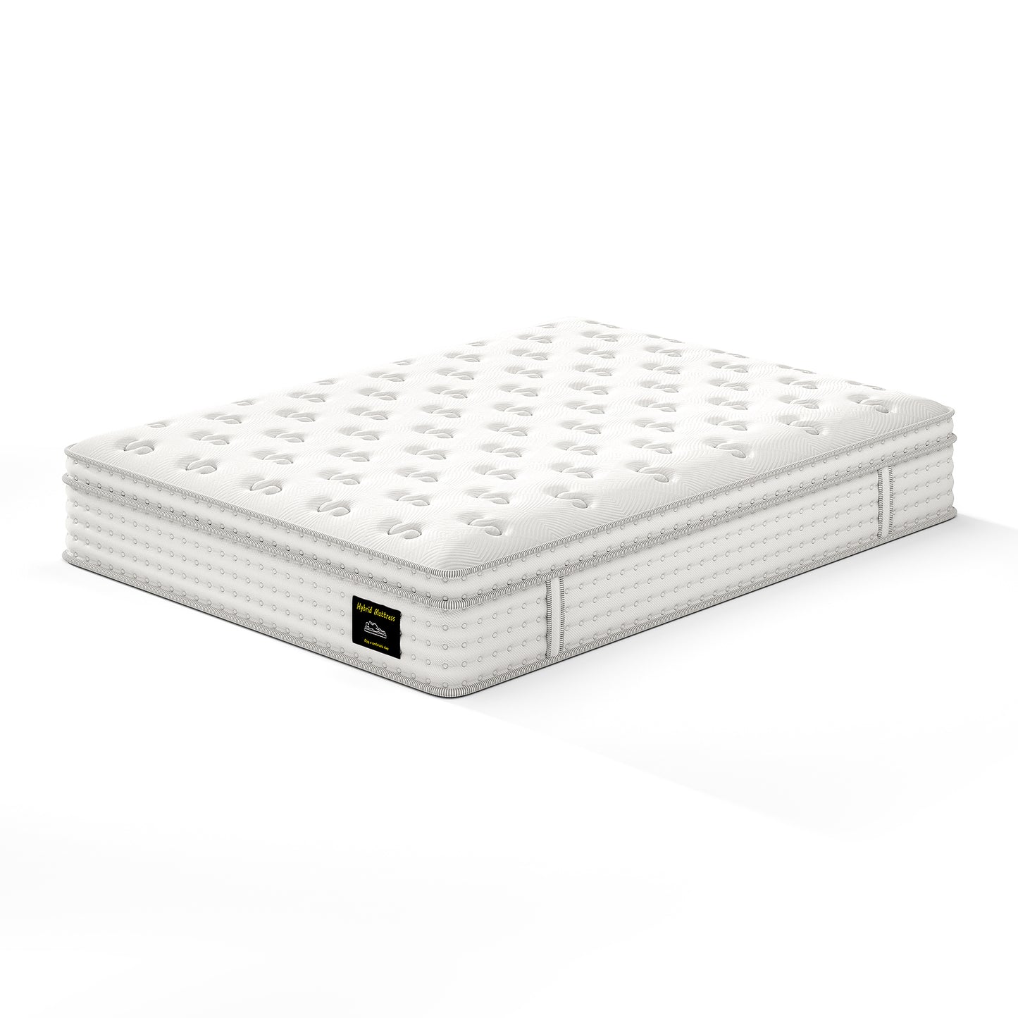 12'' Hybrid Mattress - Queen, Memory Foam & Pocket Springs for Pressure Relief, Fiberglass Free Ergonomic Home White