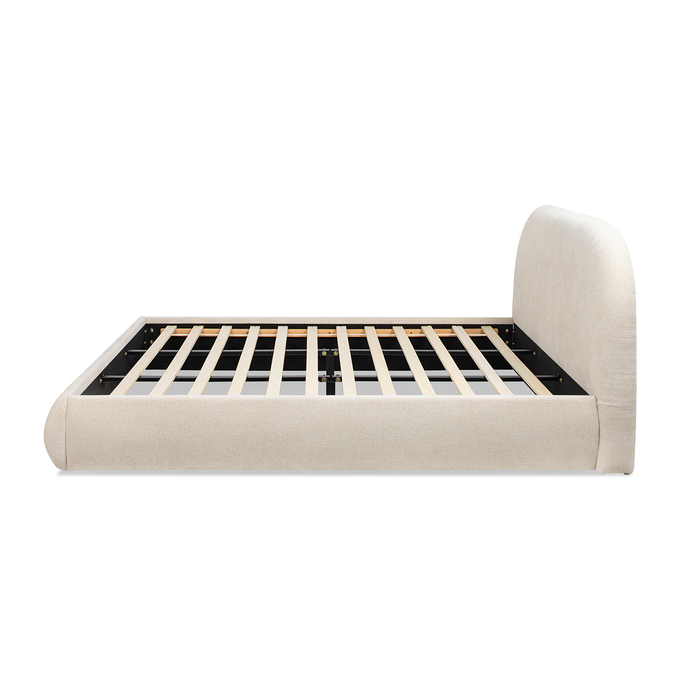 Light Beige Chenille Puffy Platform Bed - 89.5" Queen