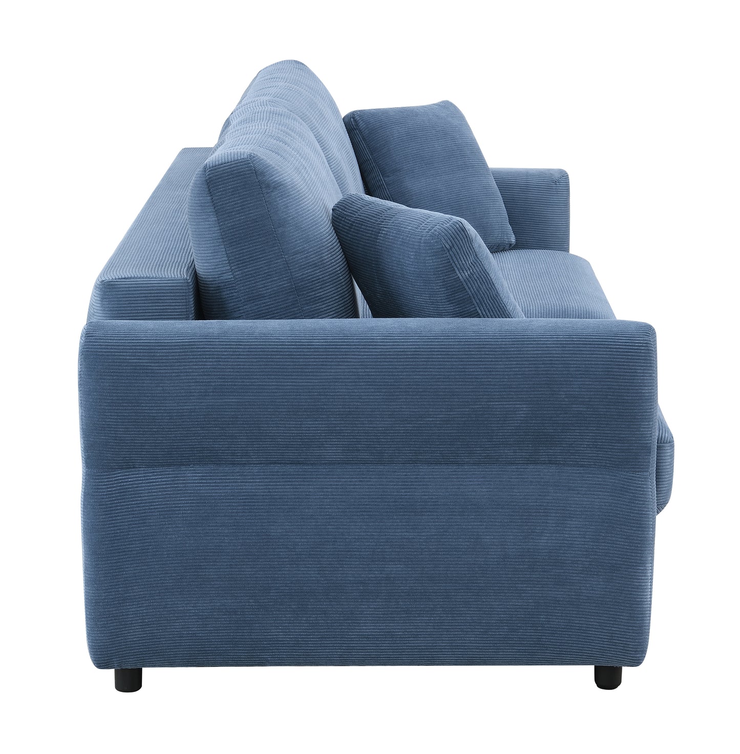 Blue Fabric Pull-out Sleeper Sofa with Storage for Living Room