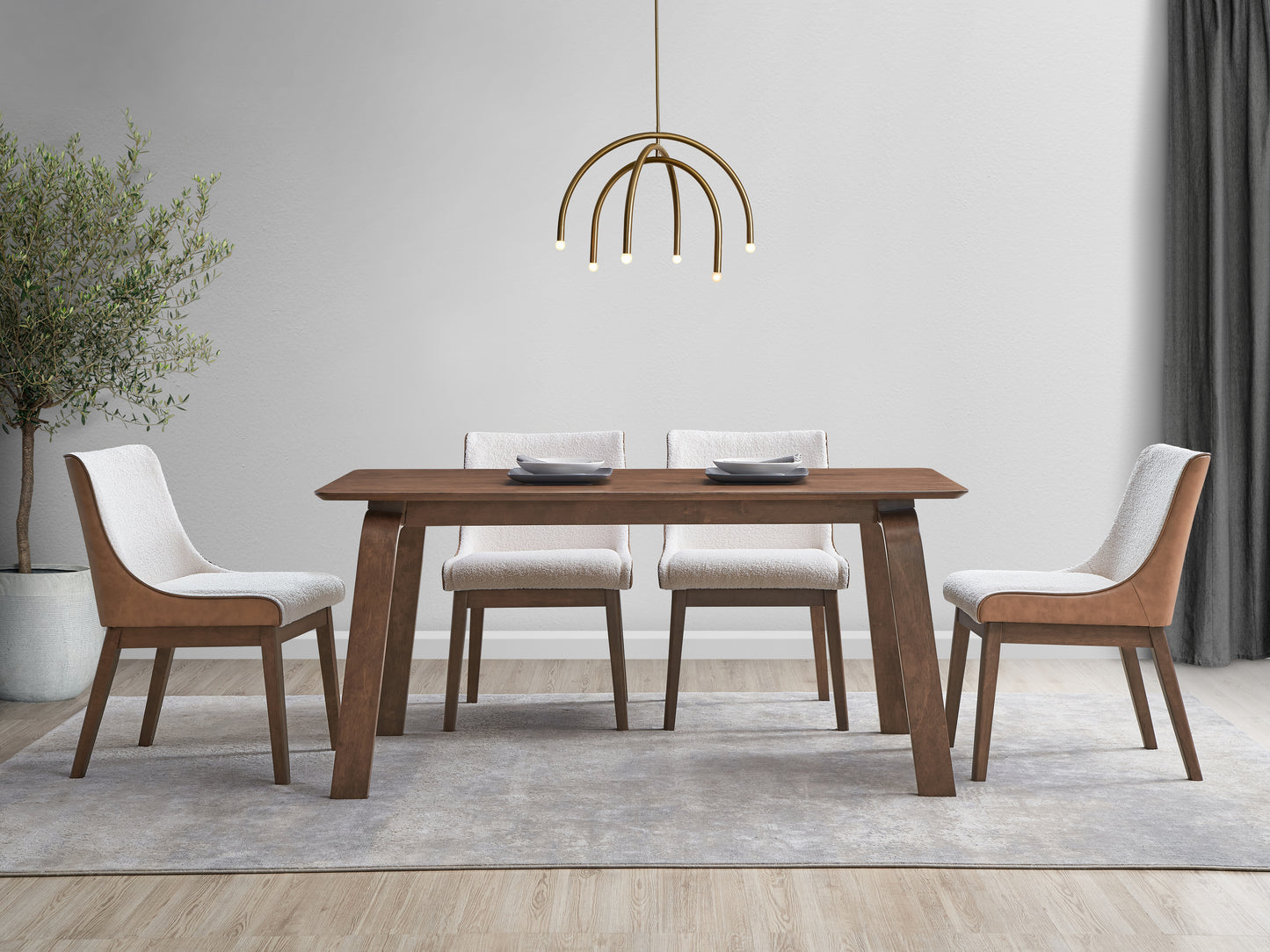 Ginny 5 pieces Walnut Finish w/ Side Chairs Dining Room Set
