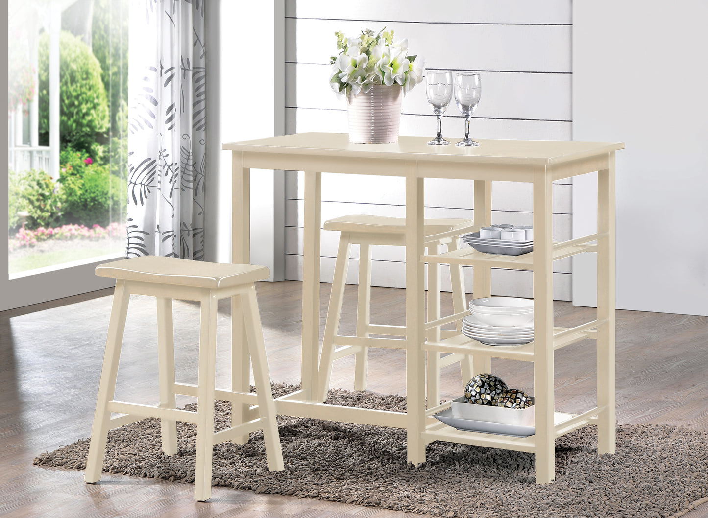 Nyssa Buttermilk Finish 3PCs Counter Height Set